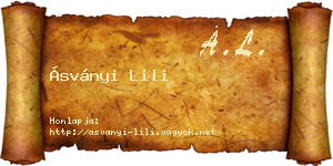 Ásványi Lili névjegykártya